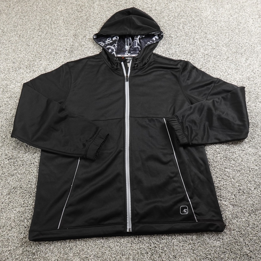 VTG And1 Hoodie Mens L Black Basketball Zip Sweatshirt Jacket Gym Y2K Streetwear